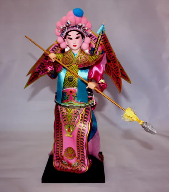 Chinese Peking Opera Character Doll - Zhao Yun 赵云 12" Tall(Pink)