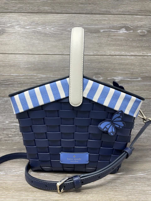 NWT Kate Spade Flutter Fly Picnic Basket - Crossbody Bag Blue Multi Novelty Gift