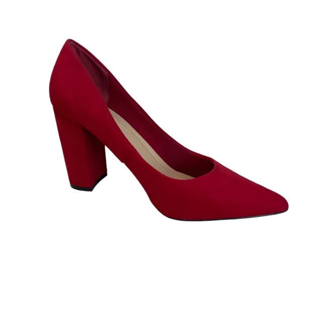 Bamboo Womens 9M Red Velvet Pump Heels 3