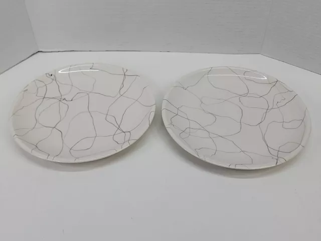 Set of 2 Vintage MCM Iroquois Carrara Modern White 10-1/8" Dinner Plates