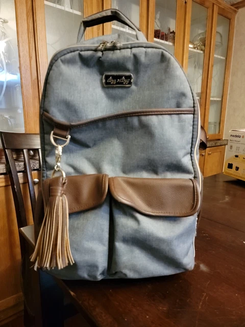 Itzy Ritzy Large Capacity Diaper Bag Backpack Coffee & Gray with Gold Hardware