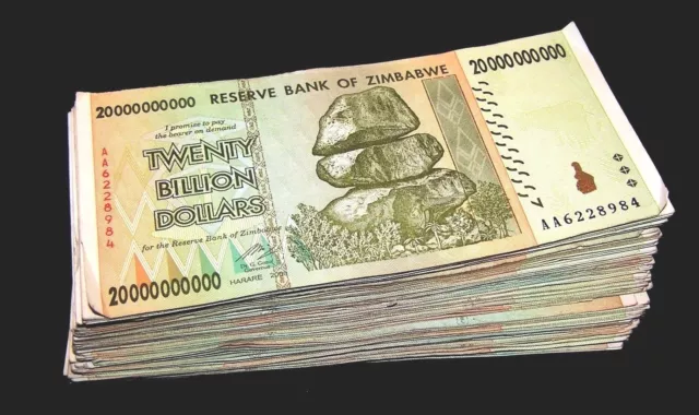 100 x Zimbabwe 20 Billion Dollar banknotes-full currency bundle