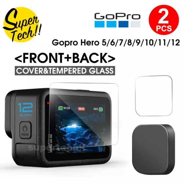 2x Tempered Glass Screen Protector Cover Lens Cap For GoPro Hero 12 11 10 9 8 7