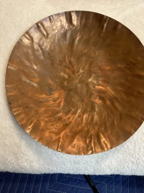 Vintage Hand Hammered COPPER Centerpiece Bowl 11 in X 2 in