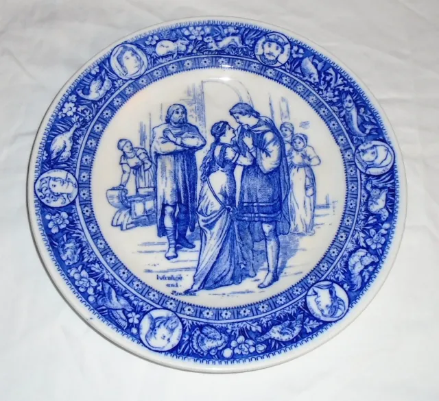 19th Century Wedgwood Flow Blue Dinner Plate Ivanhoe and Rowena, Etruria England