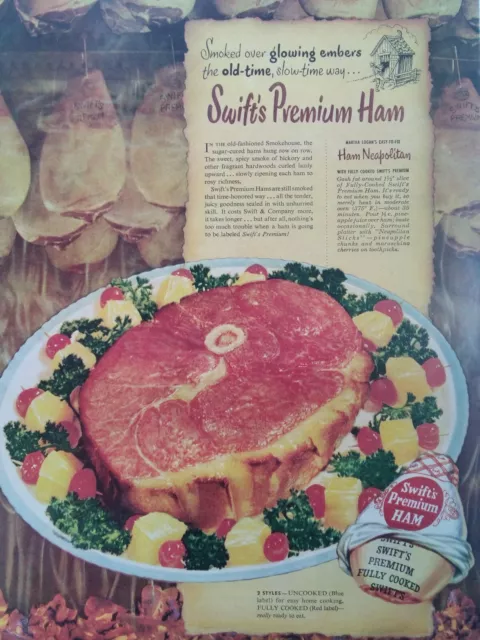 Swift Meat Print Ad Original Vtg 1953 Ham Pineapple Cherry Lane Cedar Chest USA