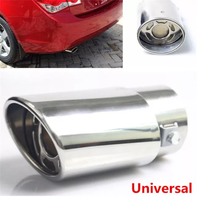 Stainless Steel Chrome Car Tail Rear Round Exhaust Muffler Pipe Tip Univers-b