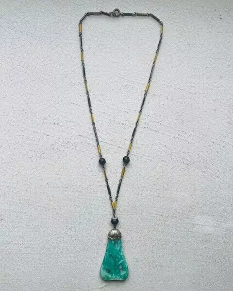Vintage jadeite lavalier necklace outfitters onyx anthropologie sterling urban