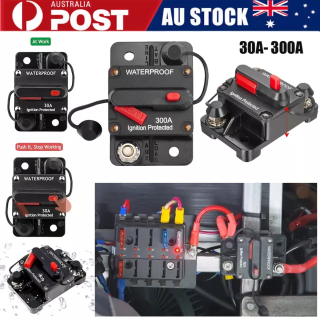 30A 50A-300A AMP Car Circuit Breaker 12V-48V Fuse Reset Waterproof Car Boat IP67