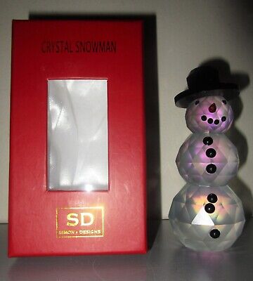 Simon Design Frosted Crystal Snowman Paperweight Figurine 4.5 