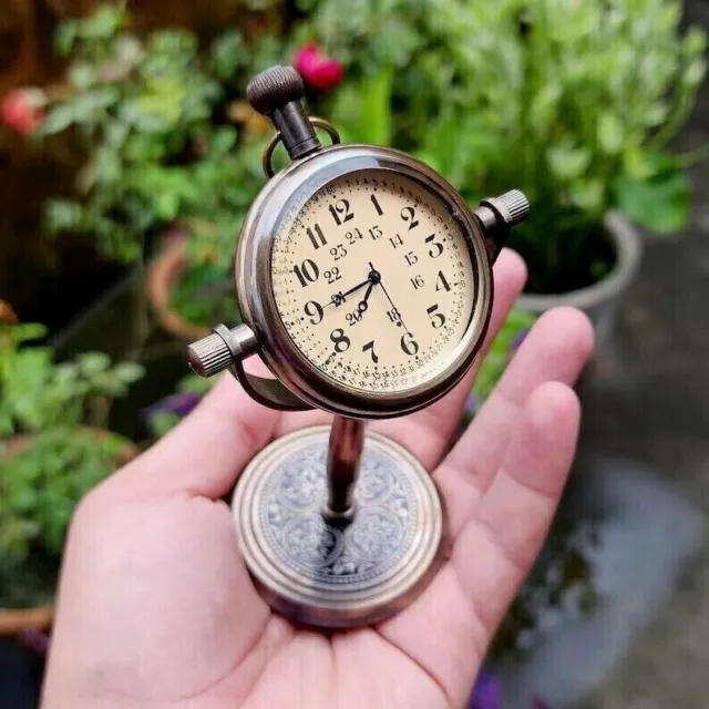 Reloj de mesa antiguo marítimo con soporte de latón, reloj de decoración de...