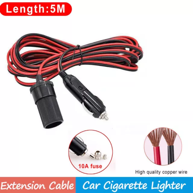 3M 12V / 24V Car Cigarette Lighter Extension Cable Car Battery Terminal  Alligator Clip Socket Adapter Charger Auto Accessories