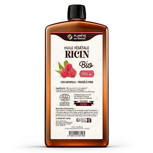 Huile de RICIN Bio 900 ml - Cosmos Organic - Planète au Naturel - 100% Nature...