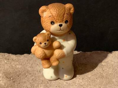 Enesco Vintage 1985 Lucy and Me Baby Bear in PJ's with Teddy Bear Figurine-MINT