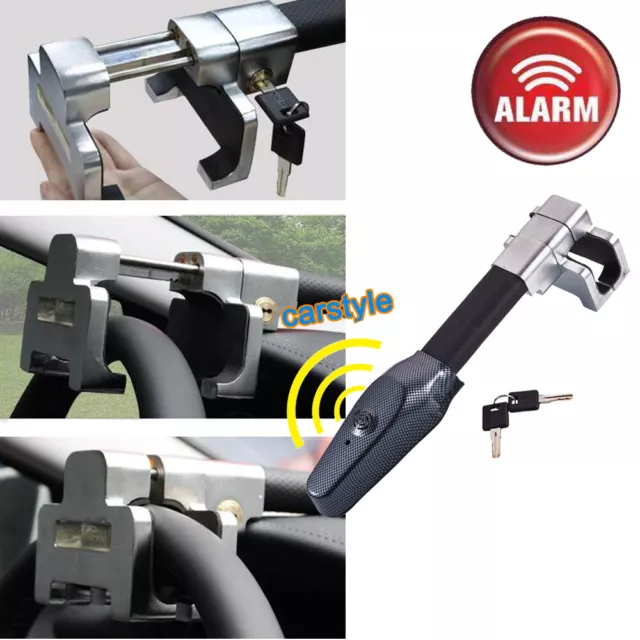 Auto Car Universal Security Steering Wheel Lock Anti-Theft Alarm Bi-Bi Lock