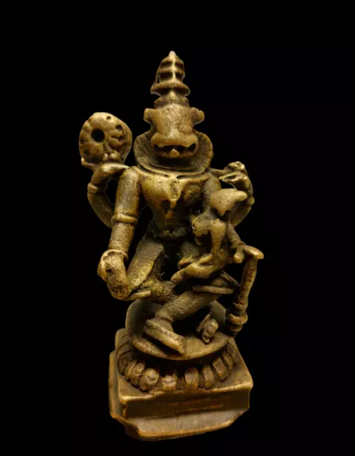 Antik Traditionell Indisch Bronze Statue Narasimha Inkarnation Von Gott Vishnu #