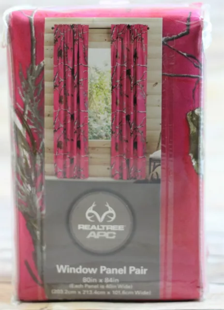 Realtree APC Window Panel Pair Pink Camouflage 40"x84" Rod Pocket Curtains