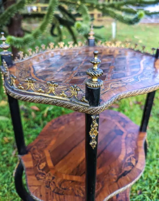 Beautiful 19Th C French Marquetry Inlaid Rosewood 3 Tier Etagere- Delivery Avail