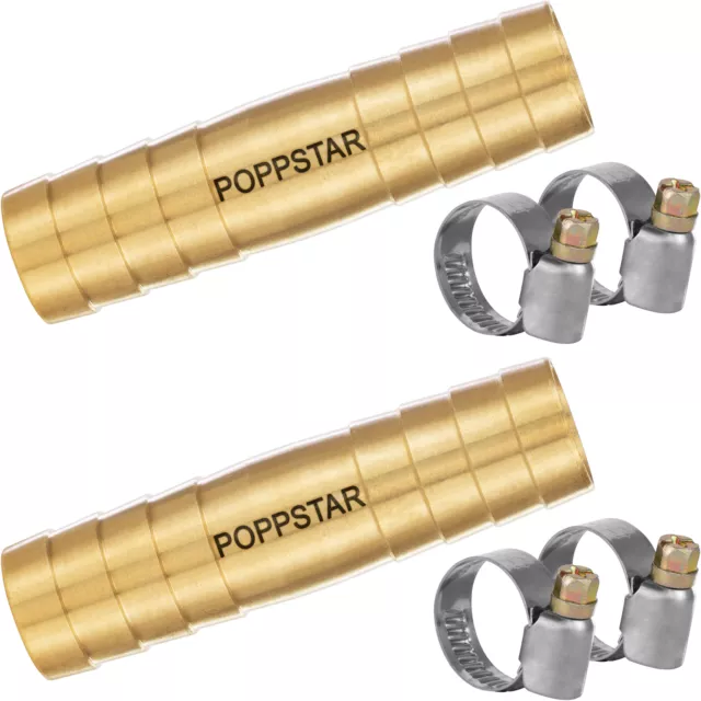 Poppstar 2x Raccord de Tuyau en Laiton 1/2 pouce avec 4 Colliers de Serrage Inox