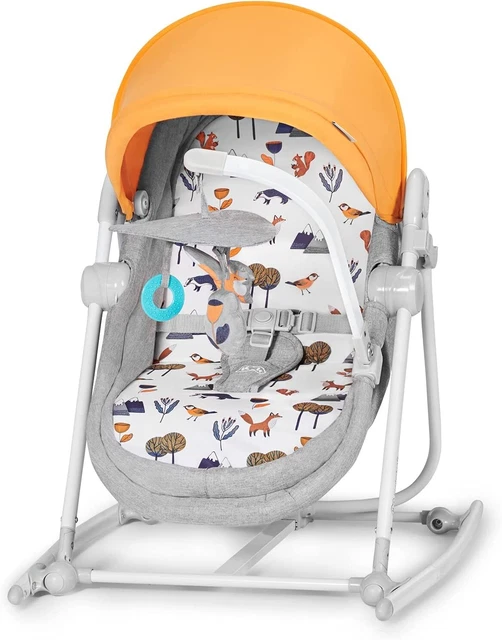 KinderKraft Columpio Bebé NOLA, 5 en 1, Balancín, Silla, Cuna, Amarillo Nueva