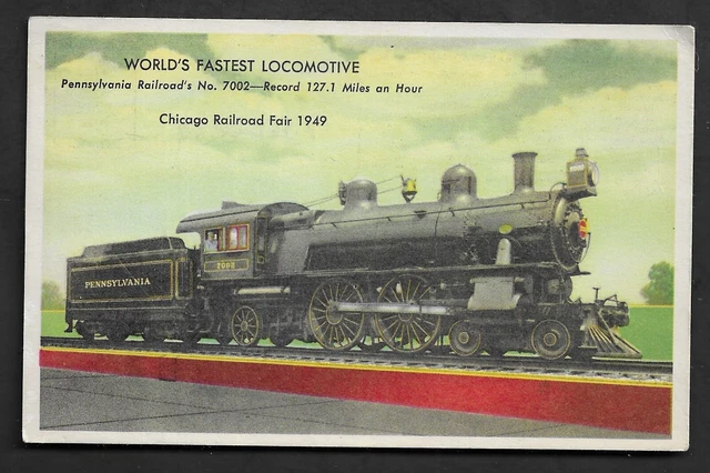 1949 Chicago Railroad Fair "World's Fastest Locomotive" Postcard