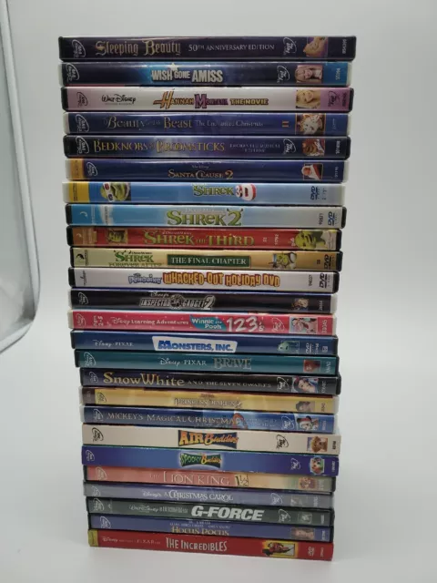 (25) Walt Disney Pixar DreamWorks DVD Movie Lot, Animated Cartoon Family Kids