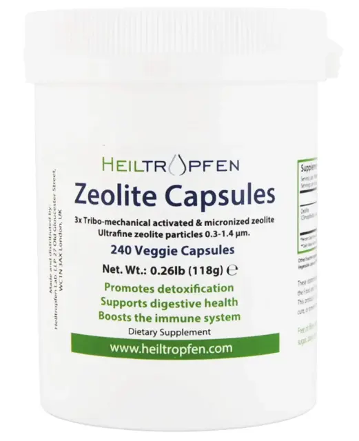 Zeolita 240 Cápsulas Desintoxicación Clinoptilolite 95% 3X Activado Nat Mineral