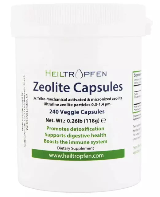 Zeolita 240 Cápsulas Desintoxicación Clinoptilolite 95% 3X Activado Nat Mineral