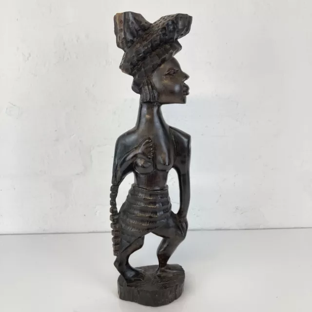 Large African Tribal Folk Art Figure Carved Hardwood Standing Woman Wooden 45cm