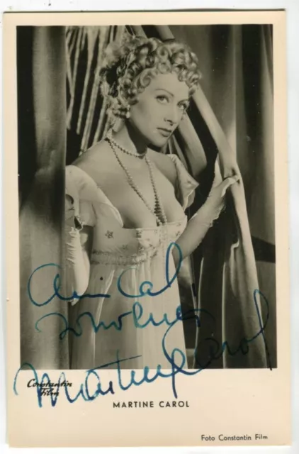 AK Martine Carol, Film, Autogramm, Original signierte Constantin-Karte 1953