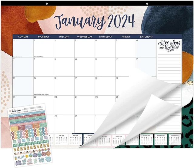 BLOOM DAILY PLANNERS 2024 Desk Calendar 21" x 16" Large Monthly