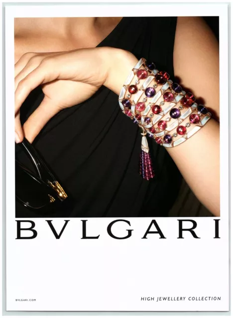 2014 Bvlgari Print Ad, High Jewellery Collection Colorful Stone Choker Bracelet