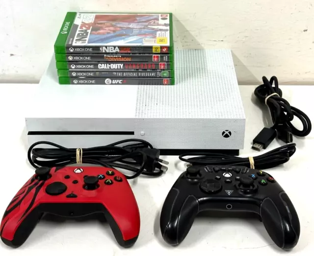Microsoft Xbox One S 1681 500GB White Gaming Console + 2 Controllers + 5 Games