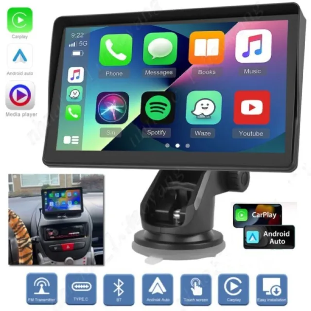 7 Portable Wireless Apple CarPlay Android Auto Touch Screen Car Radio Stereo