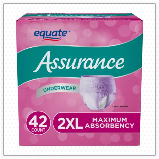EQUATE ASSURANCE INCONTINENCE and Postpartum Disposable Underwear XXL ...