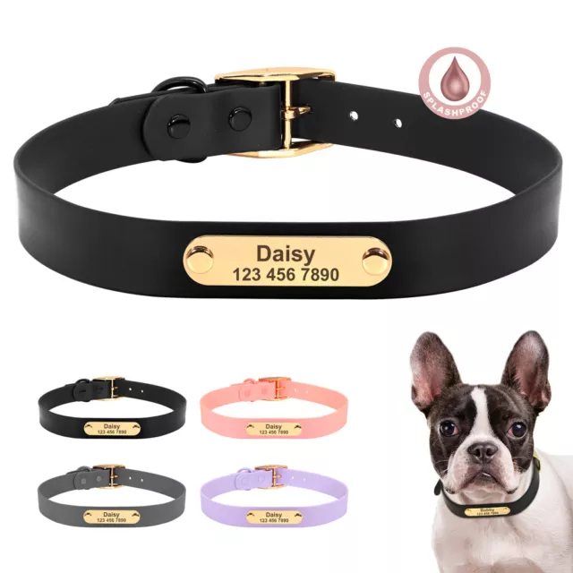 Personalised PVC Dog Collar Soft Waterproof Pet Collar with Engraved Nameplate