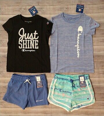 New! Girl's Champion 4pc Tee and Shorts Outfits Multiple Sizes