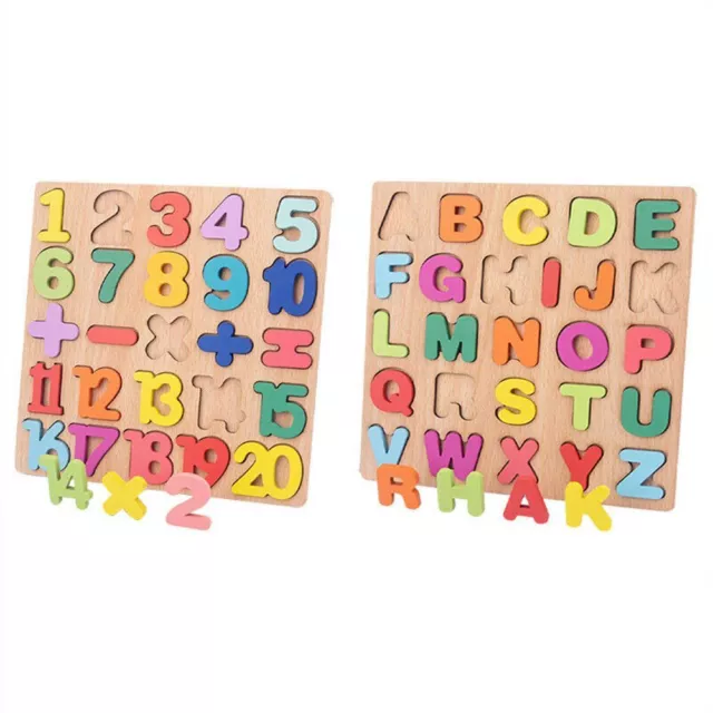 Blocs d'alphabet Puzzle d'apprentissage éducatif Jouet de construction en bois