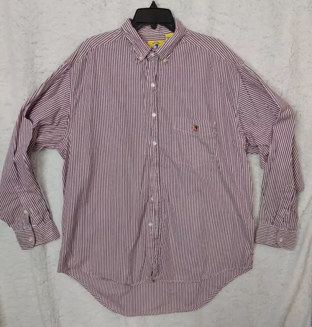 Duckhead Men's  Button Up Long Sleeve Shirt Purple/White Stripe Size  XL