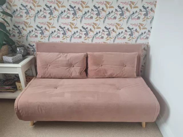 MADE .com Haru Double Click Clack 3 in 1 Sofa Bed. Blush Pink Velvet.