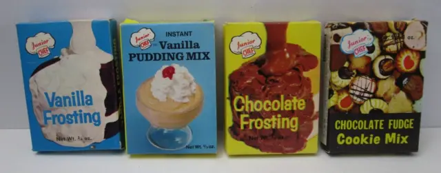 4 Vintage Argo Junior Chef Empty Boxes Cookie Mix Vanilla Frosting Grocery