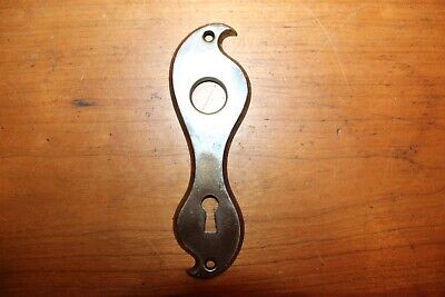 Nickel Plate on Wrought Steel Art Deco? Keyhole Doorknob Escutcheon S-12