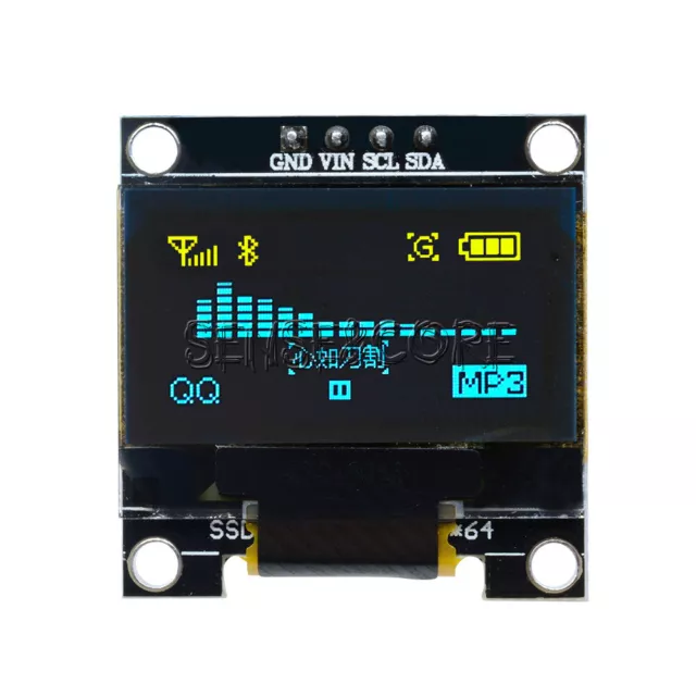 0.96" Yellow &Blue I2C IIC 128X64 OLED Serial LCD LED Display Module for Arduino
