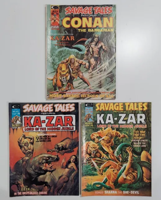 SAVAGE TALES Featuring Conan the Barbarian Issues #5, 7, 8 - Vintage Magazines