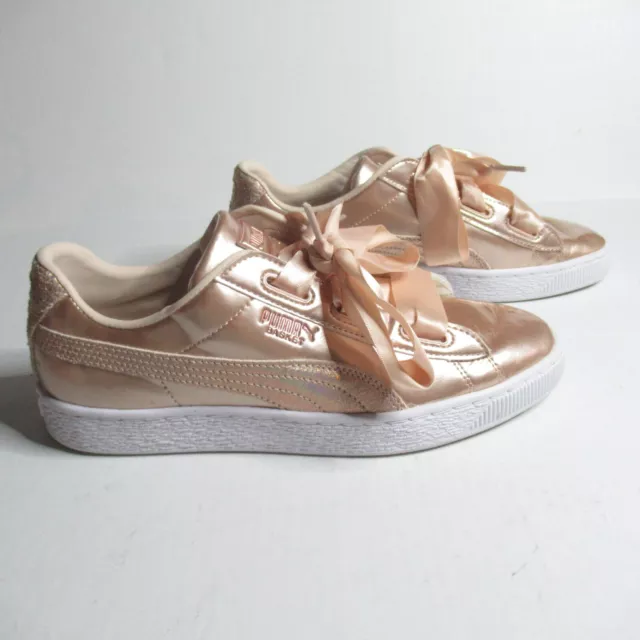 PUMA BASKET HEART Woman s Silver Metallic Shoes Size UK 5 365993