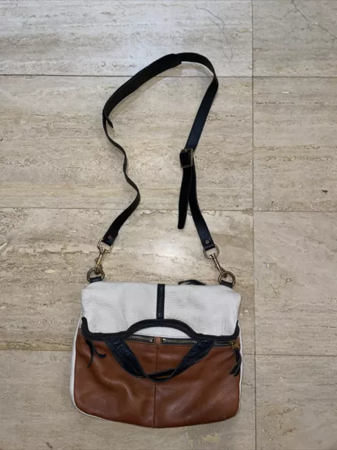 Fossil Erin Foldover Tote Bag Tan and Brown