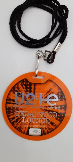 2015 U2 Innocence + Experience Tour Cedarwood Lounge Media/Backstage Pass