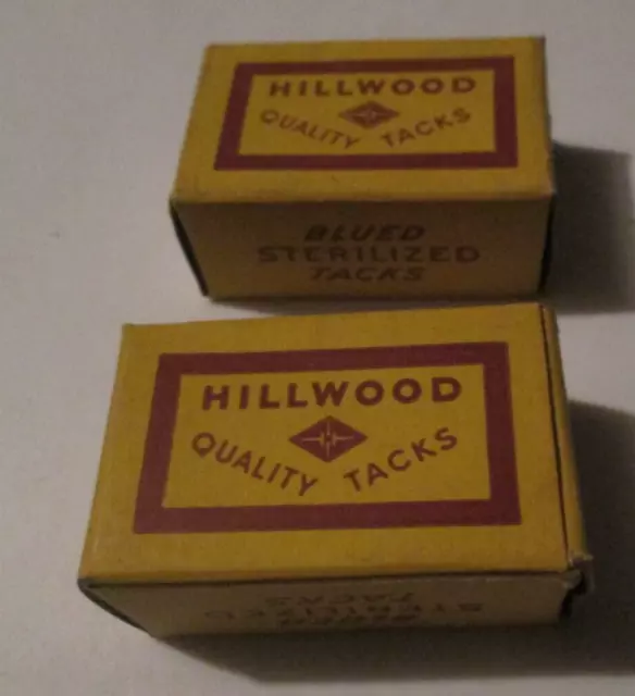 LOT OF 2 Vintage Hillwood Blued Sterilized upholsterers Tacks full boxes