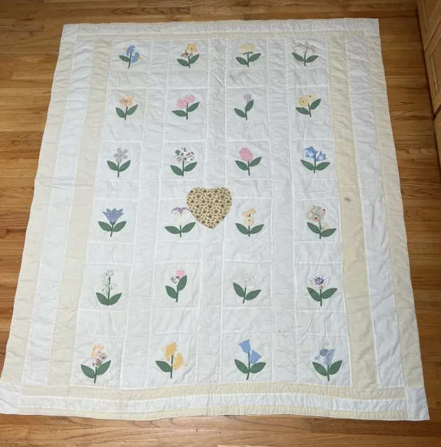 Handmade Quilt Vintage Applique Floral