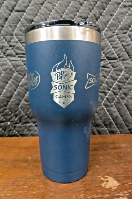 RTIC Tumbler - Sonic Dr Pepper Games Insulated Stainless Steel W/ Lid 20 Oz Blue